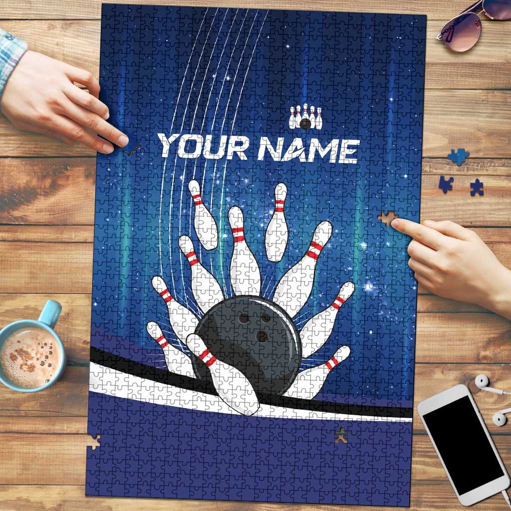 Custom Galaxy Bowling Puzzle with Striking Pins and Ball Design - Wonder Print Shop