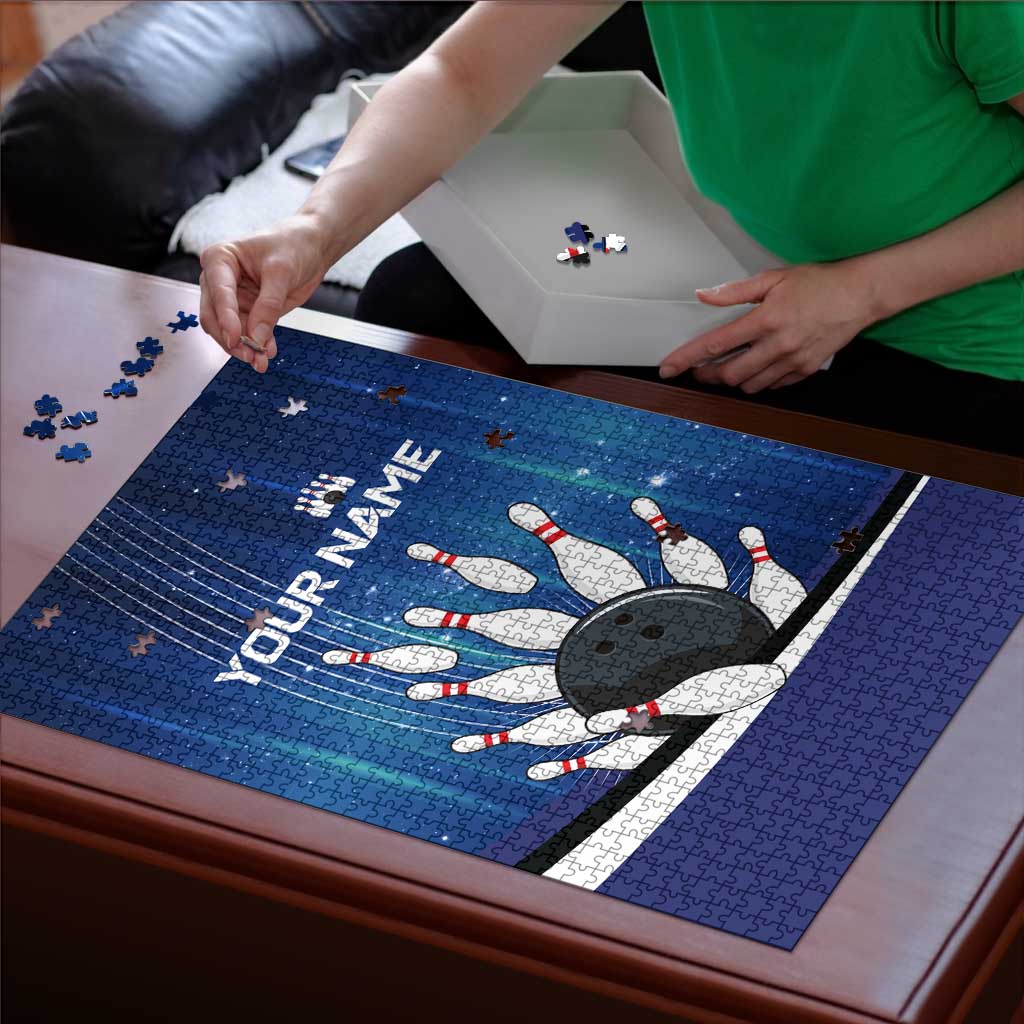 Custom Galaxy Bowling Puzzle with Striking Pins and Ball Design - Wonder Print Shop