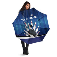 Custom Galaxy Bowling Umbrella with Striking Pins and Ball Design - Wonder Print Shop