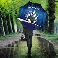 Custom Galaxy Bowling Umbrella with Striking Pins and Ball Design - Wonder Print Shop