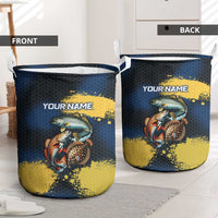 Custom Camo Redfish Laundry Basket with Colorful Fish Design, Yellow Splatter Pattern - Wonder Print Shop