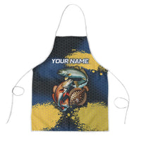 Custom Camo Redfish Apron with Colorful Fish Design, Yellow Splatter Pattern - Wonder Print Shop