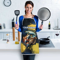 Custom Camo Redfish Apron with Colorful Fish Design, Yellow Splatter Pattern - Wonder Print Shop