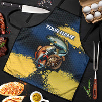 Custom Camo Redfish Apron with Colorful Fish Design, Yellow Splatter Pattern - Wonder Print Shop