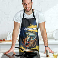 Custom Camo Redfish Apron with Colorful Fish Design, Yellow Splatter Pattern - Wonder Print Shop