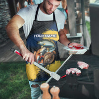 Custom Camo Redfish Apron with Colorful Fish Design, Yellow Splatter Pattern - Wonder Print Shop