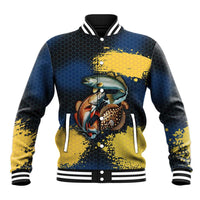 Custom Camo Redfish Baseball Jacket with Colorful Fish Design, Yellow Splatter Pattern - Wonder Print Shop