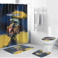 Custom Camo Redfish Bathroom Set with Colorful Fish Design, Yellow Splatter Pattern - Wonder Print Shop