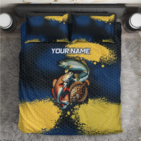 Custom Camo Redfish Bedding Set with Colorful Fish Design, Yellow Splatter Pattern - Wonder Print Shop