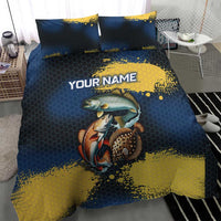 Custom Camo Redfish Bedding Set with Colorful Fish Design, Yellow Splatter Pattern - Wonder Print Shop