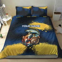 Custom Camo Redfish Bedding Set with Colorful Fish Design, Yellow Splatter Pattern - Wonder Print Shop