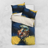 Custom Camo Redfish Bedding Set with Colorful Fish Design, Yellow Splatter Pattern - Wonder Print Shop