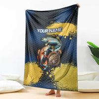 Custom Camo Redfish Blanket with Colorful Fish Design, Yellow Splatter Pattern - Wonder Print Shop