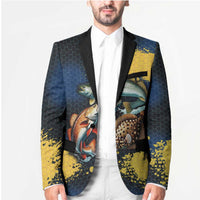 Custom Camo Redfish Blazer with Colorful Fish Design, Yellow Splatter Pattern - Wonder Print Shop