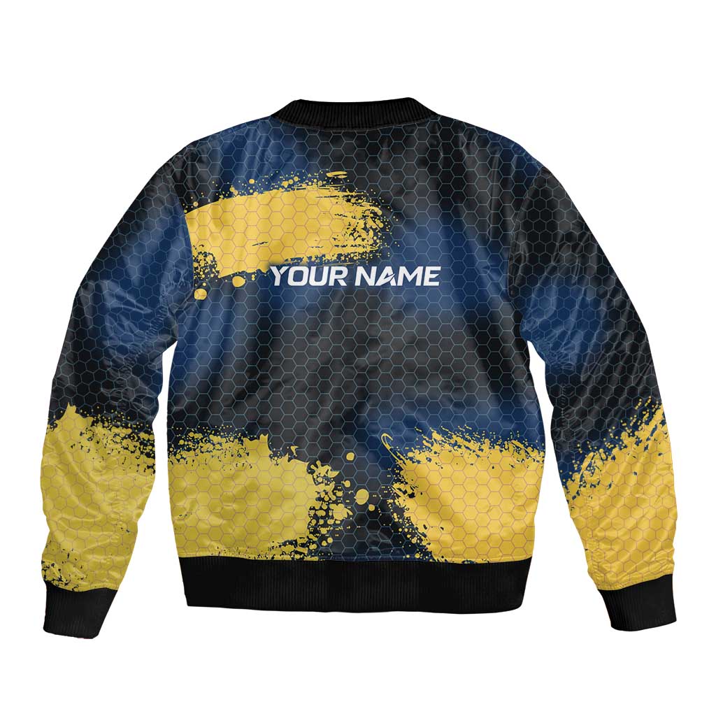 Custom Camo Redfish Bomber Jacket with Colorful Fish Design, Yellow Splatter Pattern - Wonder Print Shop