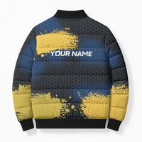 Custom Camo Redfish Bomber Puffer Jacket with Colorful Fish Design, Yellow Splatter Pattern - Wonder Print Shop