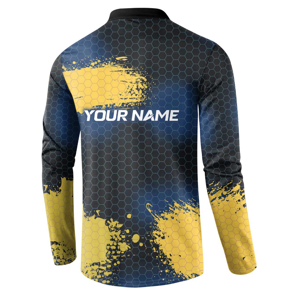 Custom Camo Redfish Button Sweatshirt with Colorful Fish Design, Yellow Splatter Pattern - Wonder Print Shop