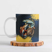 Custom Camo Redfish Ceramic Mug with Colorful Fish Design, Yellow Splatter Pattern - Wonder Print Shop