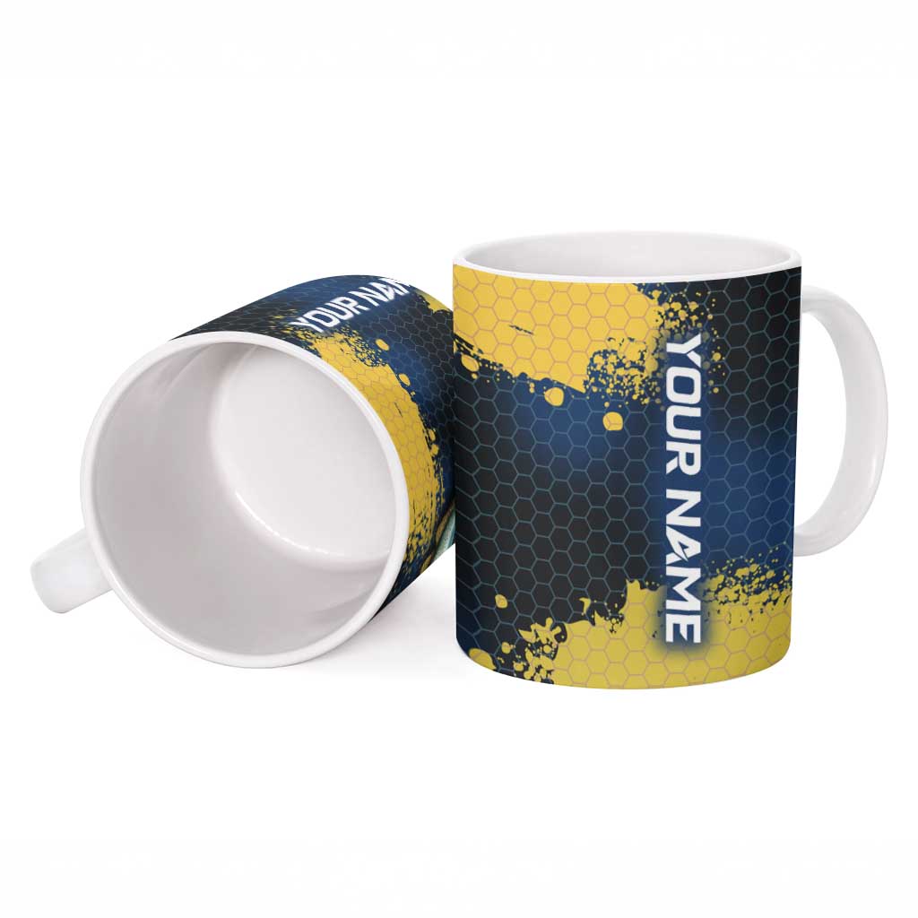 Custom Camo Redfish Ceramic Mug with Colorful Fish Design, Yellow Splatter Pattern - Wonder Print Shop