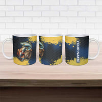 Custom Camo Redfish Ceramic Mug with Colorful Fish Design, Yellow Splatter Pattern - Wonder Print Shop