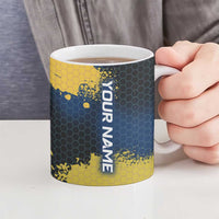Custom Camo Redfish Ceramic Mug with Colorful Fish Design, Yellow Splatter Pattern - Wonder Print Shop