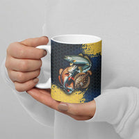 Custom Camo Redfish Ceramic Mug with Colorful Fish Design, Yellow Splatter Pattern - Wonder Print Shop