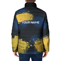 Custom Camo Redfish Padded Jacket with Colorful Fish Design, Yellow Splatter Pattern - Wonder Print Shop