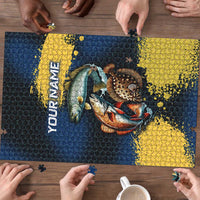 Custom Camo Redfish Puzzle with Colorful Fish Design, Yellow Splatter Pattern - Wonder Print Shop