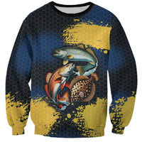 Custom Camo Redfish Sweatshirt with Colorful Fish Design, Yellow Splatter Pattern - Wonder Print Shop