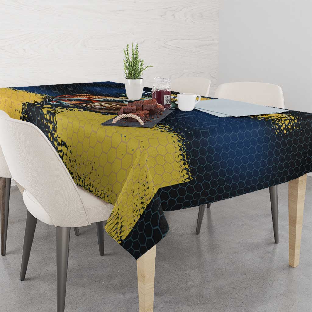 Custom Camo Redfish Tablecloth with Colorful Fish Design, Yellow Splatter Pattern - Wonder Print Shop