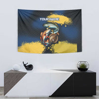 Custom Camo Redfish Tapestry with Colorful Fish Design, Yellow Splatter Pattern - Wonder Print Shop