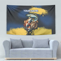 Custom Camo Redfish Tapestry with Colorful Fish Design, Yellow Splatter Pattern - Wonder Print Shop