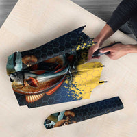 Custom Camo Redfish Umbrella with Colorful Fish Design, Yellow Splatter Pattern - Wonder Print Shop