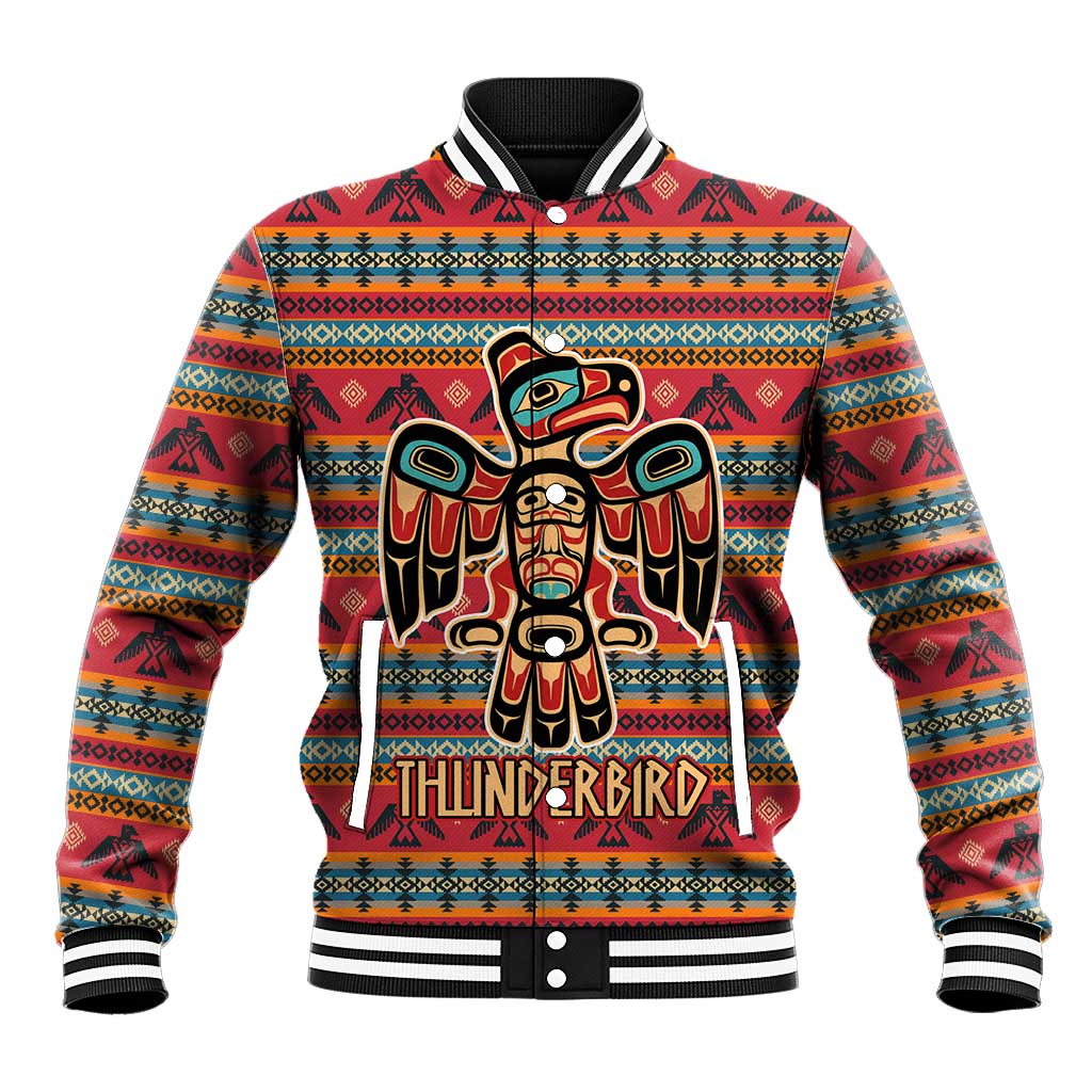 Thunderbird Totem Baseball Jacket Native American Geometric Tribal - Pacific Northwest Indigenous Art - Wonder Print Shop