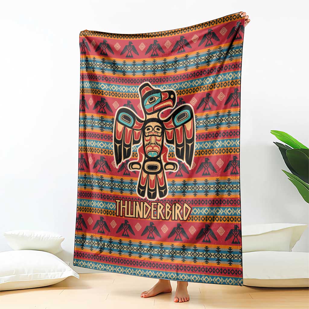 Thunderbird Totem Blanket Native American Geometric Tribal - Pacific Northwest Indigenous Art - Wonder Print Shop