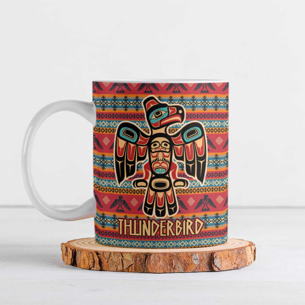 Thunderbird Totem Ceramic Mug Native American Geometric Tribal - Pacific Northwest Indigenous Art - Wonder Print Shop