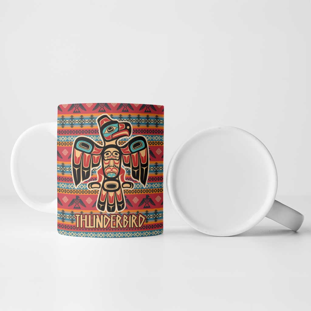 Thunderbird Totem Ceramic Mug Native American Geometric Tribal - Pacific Northwest Indigenous Art - Wonder Print Shop