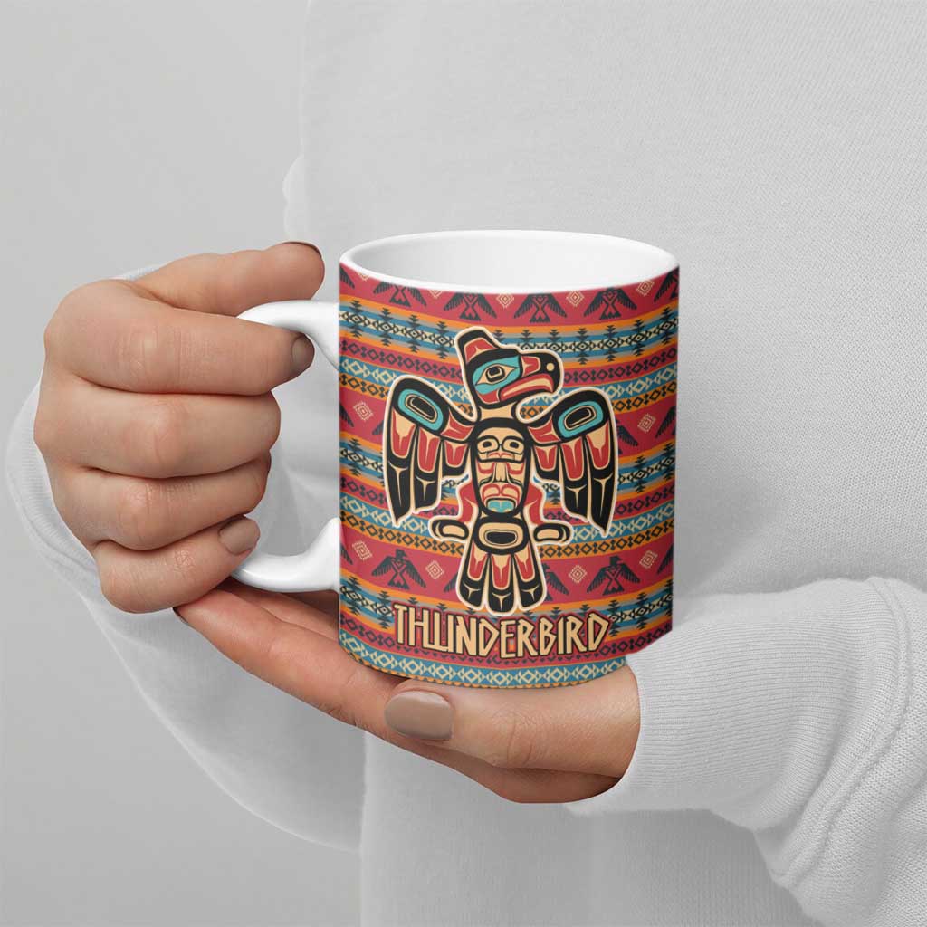Thunderbird Totem Ceramic Mug Native American Geometric Tribal - Pacific Northwest Indigenous Art - Wonder Print Shop