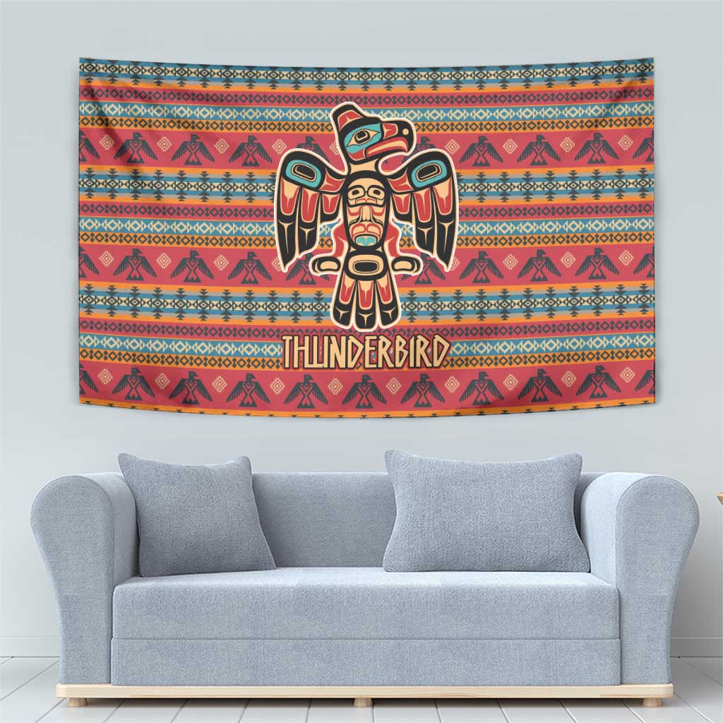 Thunderbird Totem Tapestry Native American Geometric Tribal - Pacific Northwest Indigenous Art - Wonder Print Shop