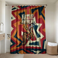 Native American Warrior Bathroom Set with Tribal Geometric Pattern Bold Sunset Mountain - Wonder Print Shop