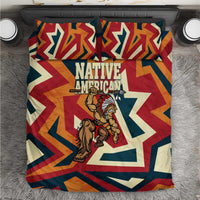 Native American Warrior Bedding Set with Tribal Geometric Pattern Bold Sunset Mountain - Wonder Print Shop