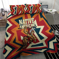 Native American Warrior Bedding Set with Tribal Geometric Pattern Bold Sunset Mountain - Wonder Print Shop
