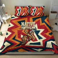 Native American Warrior Bedding Set with Tribal Geometric Pattern Bold Sunset Mountain - Wonder Print Shop