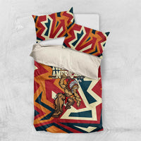Native American Warrior Bedding Set with Tribal Geometric Pattern Bold Sunset Mountain - Wonder Print Shop