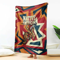 Native American Warrior Blanket with Tribal Geometric Pattern Bold Sunset Mountain - Wonder Print Shop
