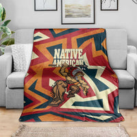 Native American Warrior Blanket with Tribal Geometric Pattern Bold Sunset Mountain - Wonder Print Shop