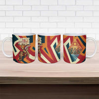Native American Warrior Ceramic Mug with Tribal Geometric Pattern Bold Sunset Mountain - Wonder Print Shop