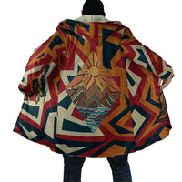 Native American Warrior Cloak with Tribal Geometric Pattern Bold Sunset Mountain - Wonder Print Shop