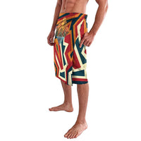 Native American Warrior Lavalava with Tribal Geometric Pattern Bold Sunset Mountain - Wonder Print Shop