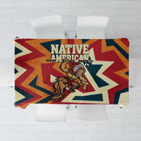 Native American Warrior Tablecloth with Tribal Geometric Pattern Bold Sunset Mountain - Wonder Print Shop